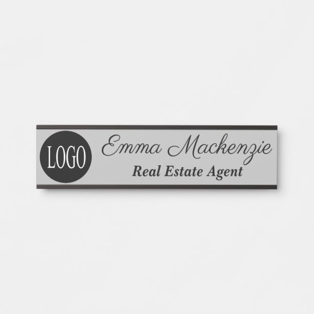Gray Custom Logo Professional Office Door Sign (Front)