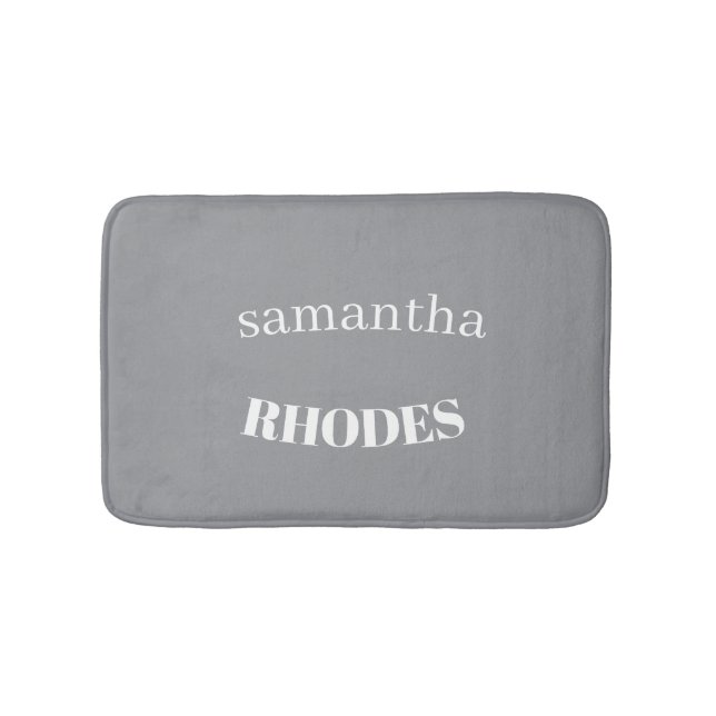 Gray custom monogram minimalist bath mat (Front)
