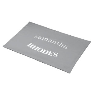 Gray custom monogram minimalist cloth placemat