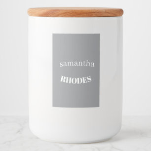 Gray custom monogram minimalist food label