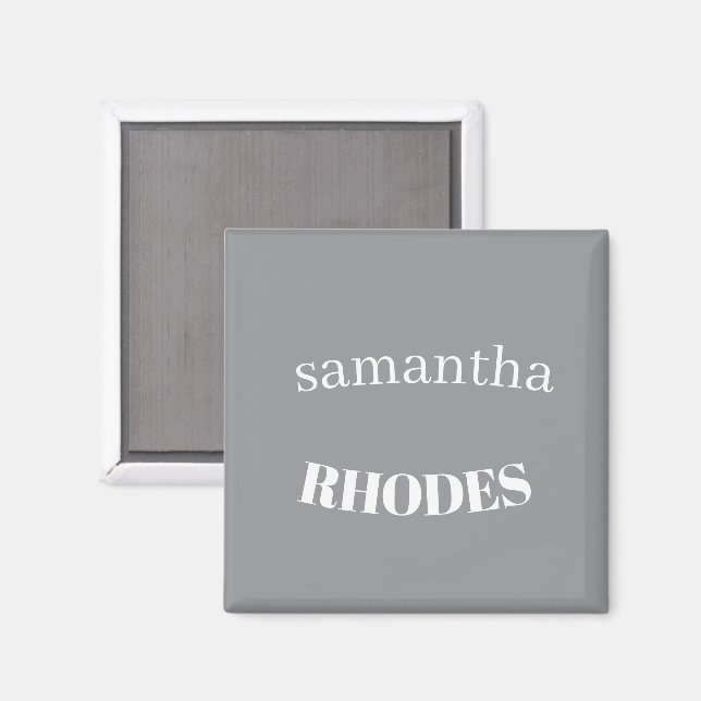 Gray custom monogram minimalist magnet (Front/Back)