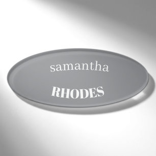 Gray custom monogram minimalist name tag
