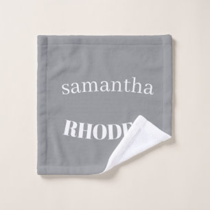 Gray custom monogram minimalist wash cloth