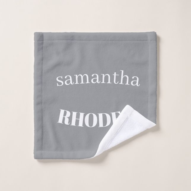 Gray custom monogram minimalist wash cloth (Wash Cloth)