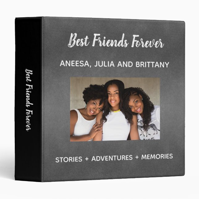 Gray Custom Photo BFF Best Friends 3 Ring Binder (Front/Spine)