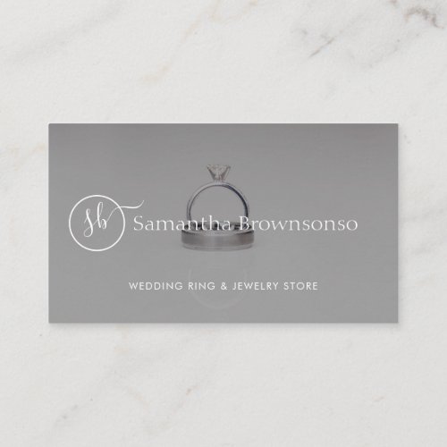 Gray Custom Photo Jewelry Wedding Ring Business Card