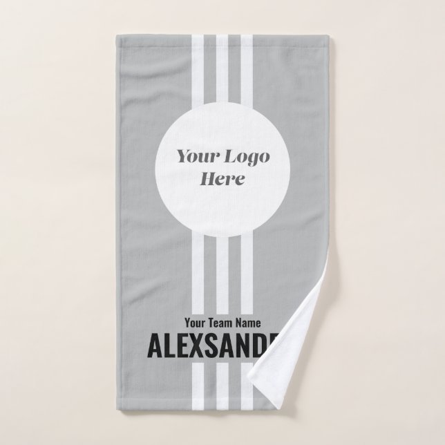 Gray Custom Sports Team Logo, Team & Player Name  Hand Towel (Hand Towel)