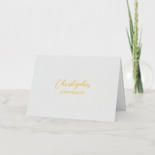 Gray Custom Text / Your Name Stationery Foil Greeting Card