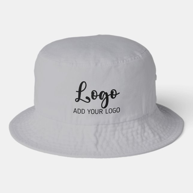 Gray Customizable Business Logo Bucket Hat (Front)