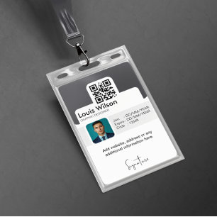 Gray Customizable Employee ID Company Security Badge