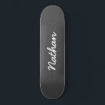Gray Customizable Skateboard<br><div class="desc">Gray Customizable Skateboard. An elegant,  black,  trendy skateboard. Personalize with a name of your own. Make a fun gift for yourself or a birthday gift for somebody you love.</div>