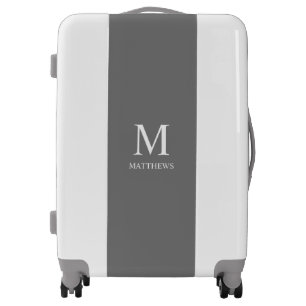 Gray Customize It White Monogram & Name Luggage