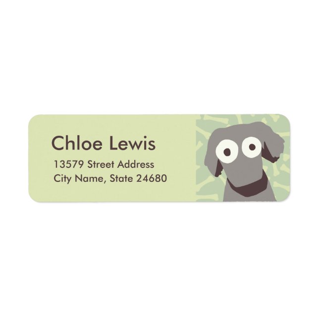 Gray Cute Dog Label (Front)