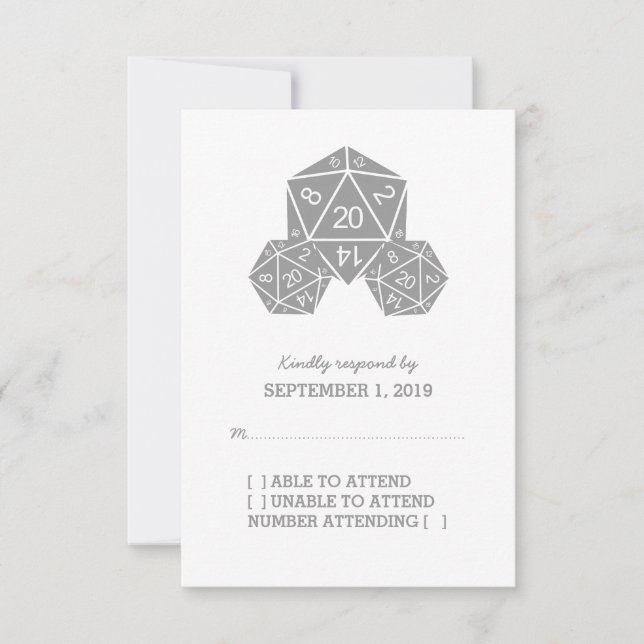 Gray D20 Dice Response Card (Front)