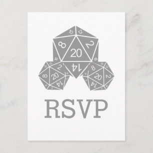 Gray D20 Dice Response Postcard
