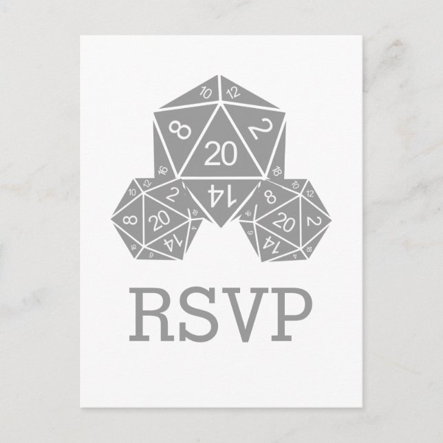 Gray D20 Dice Response Postcard (Front)