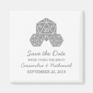 Gray D20 Dice Save the Date Magnet