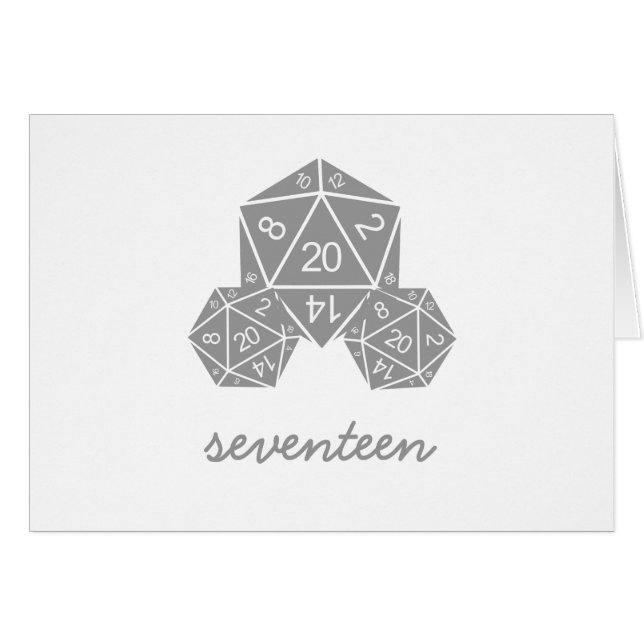 Gray D20 Dice Table Number Card (Front Horizontal)