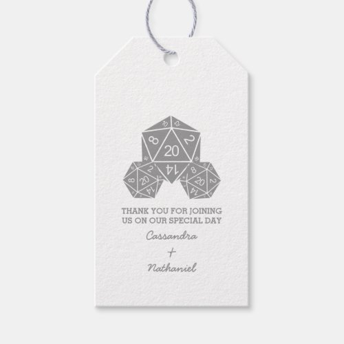 Gray D20 Dice Wedding Gift Tags