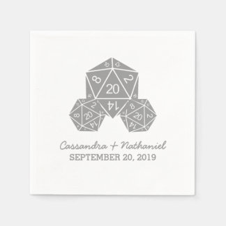Gray D20 Dice Wedding Paper Napkins