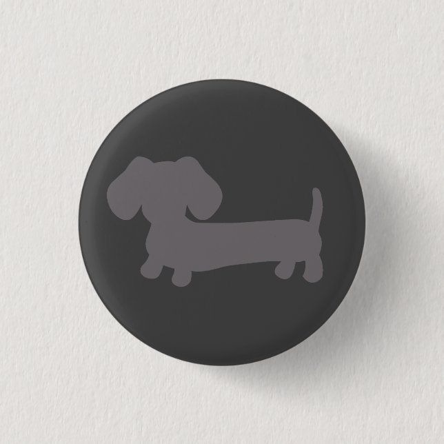 Gray Dachshund Button for Jackets and Bags (Front)