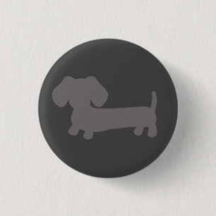 Gray Dachshund Button for Jackets and Bags