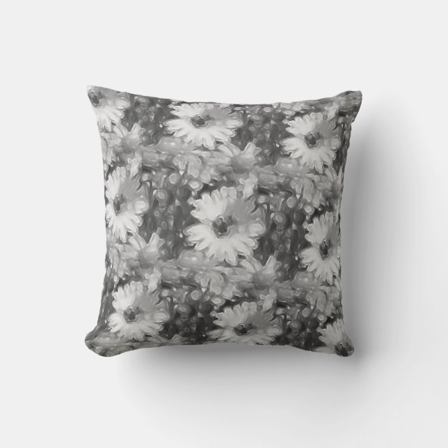 Gray Daisy Throw Pillow (Front)
