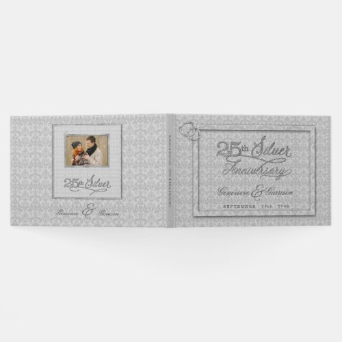 Gray Damask  25th SIlver Anniversary with Photo Guest Book