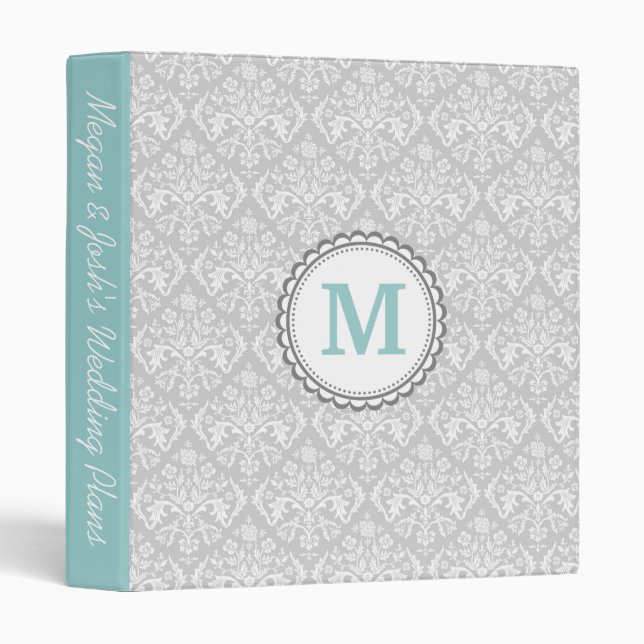 Gray Damask 3 Ring Binder (Front/Spine)