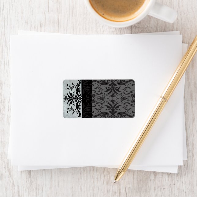 Gray Damask  Address Labels - (Insitu)