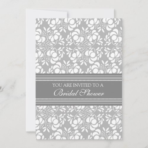 Gray Damask Bridal Shower Invitation Cards