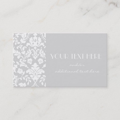 Customizable Gray Damask Business Card