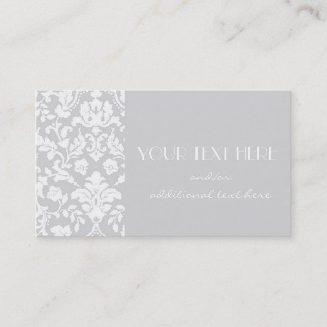 Gray Damask Business Card (Front)