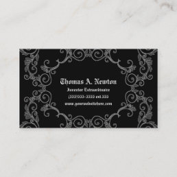 Gray Damask Calling Card Gothic Business Card