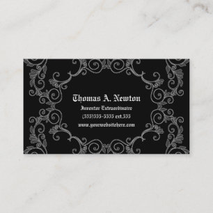 Gray Damask Calling Card Gothic Business Card