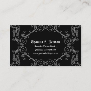 Gray Damask Calling Card Gothic Business Card by gothicbusiness at Zazzle