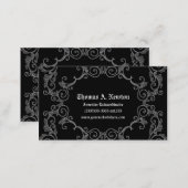 Gray Damask Calling Card Gothic Business Card (Front/Back)