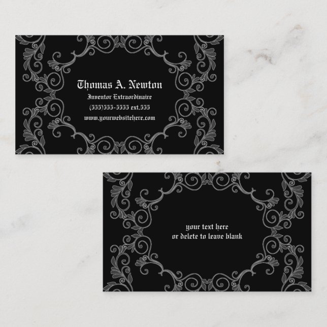 Gray Damask Calling Card Gothic Business Card | Zazzle