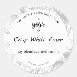 Gray Damask Custom Container Candle Label