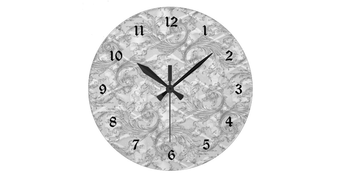 Gray Damask Elegant Bathroom Set Clock | Zazzle.com