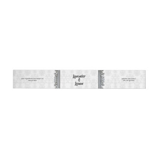 Gray Damask Silver Frame Wrap Around Soap Bar Label
