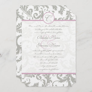 Gray Damask Sweet Lilac Wedding Invitations