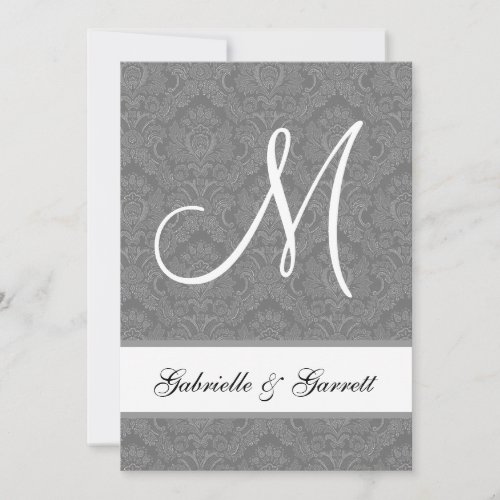 Gray Damask Wedding A452G Personalized Announcements