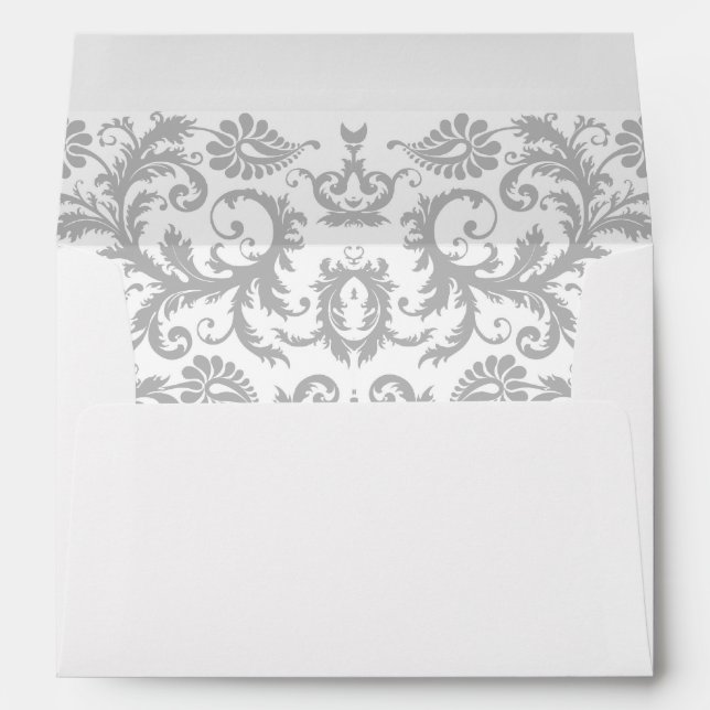 Gray Damask Wedding Envelopes (Back (Bottom))