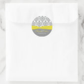 Gray Damask with Yellow 1.5" Round Sticker (Bag)