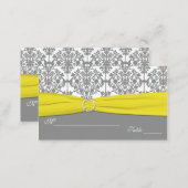 Gray Damask with Yellow Damask Placecards (Front/Back)