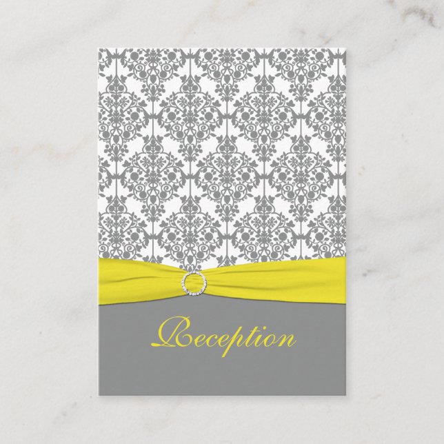 Gray Damask with Yellow Reception Card (Front)