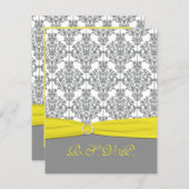 Gray Damask with Yellow RSVP Card (Front/Back)