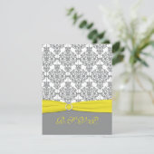 Gray Damask with Yellow RSVP Card (Standing Front)