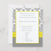 Gray Damask with Yellow RSVP Card (Back)